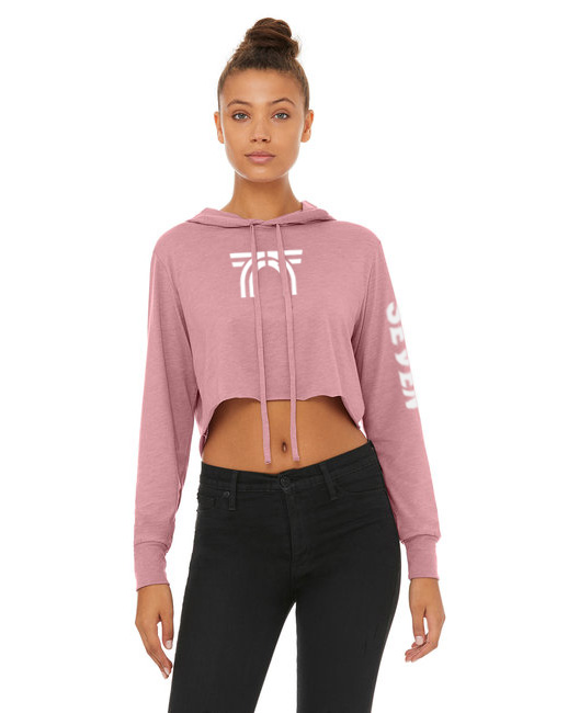 Seven Brand Centered - Ladies' Orchid Cropped Long Sleeve Hoodie T-Shirt